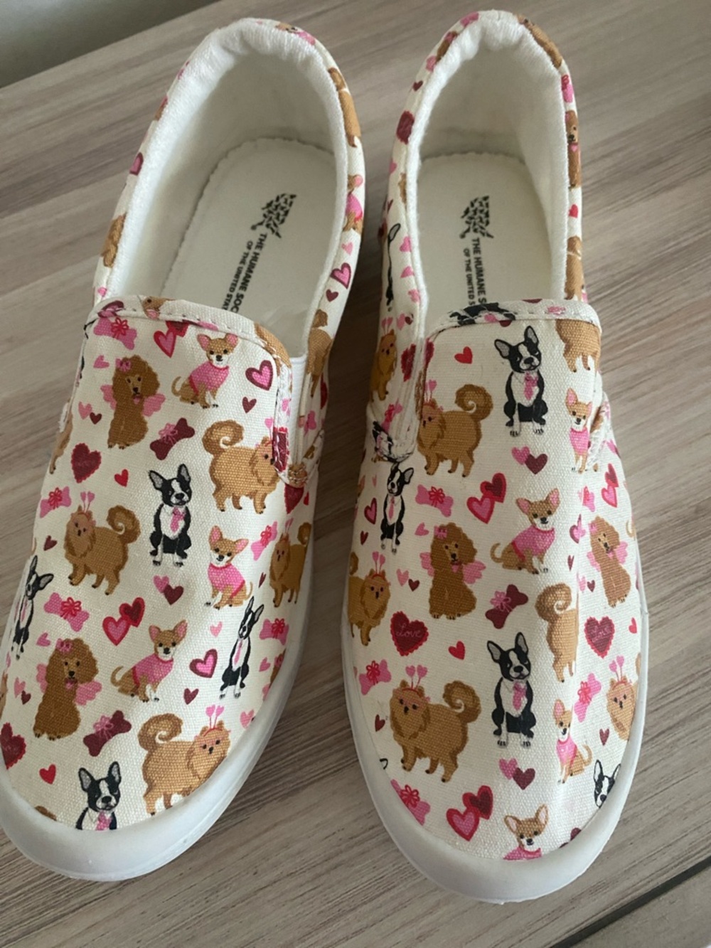 Women’s Slip-On Canvas Sneakers with Pink & Tan Dog Print